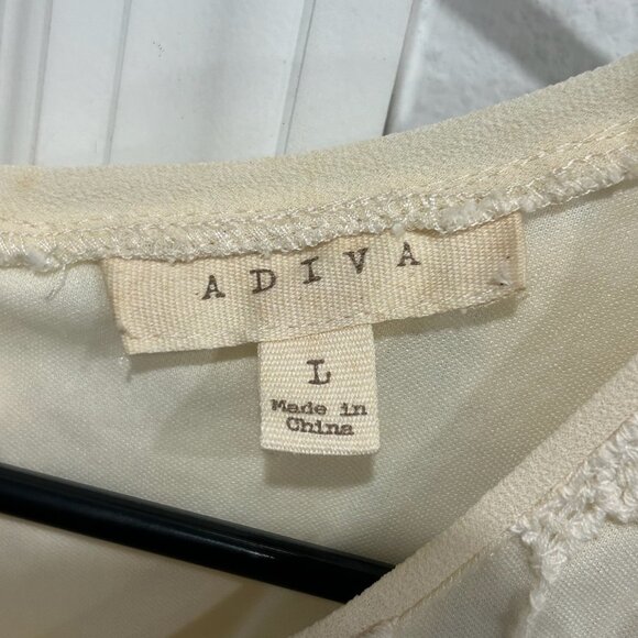 Adiva Lace Overlay Polyester Lining Crochet Keyhole Sleeveless Top Size L Boho - Picture 5 of 9